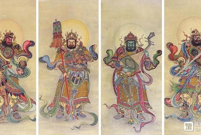 佛教护法四大天王绘画 佛教4大护法
