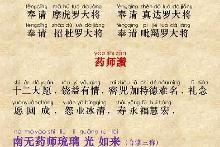 佛教药师经全文拼音版、药师经读诵完整拼音版