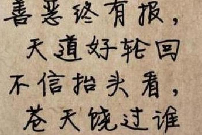 善恶终有报 天道好轮回 不信抬头看，善恶终有报天道好轮回不信抬头看苍天饶过谁出自哪里