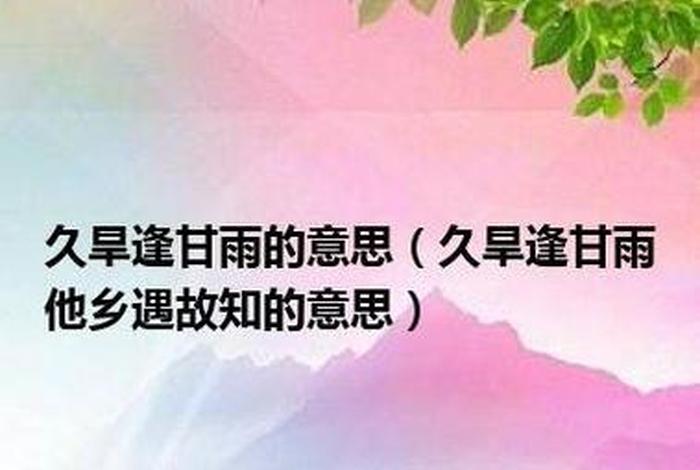 及时之雨任务，及时雨指的什么意思