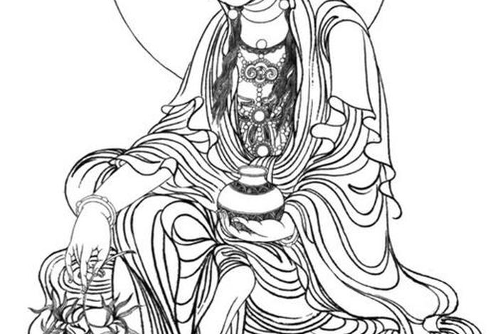 工笔画佛像入门零基础自学 工笔佛像图片大全 白描画