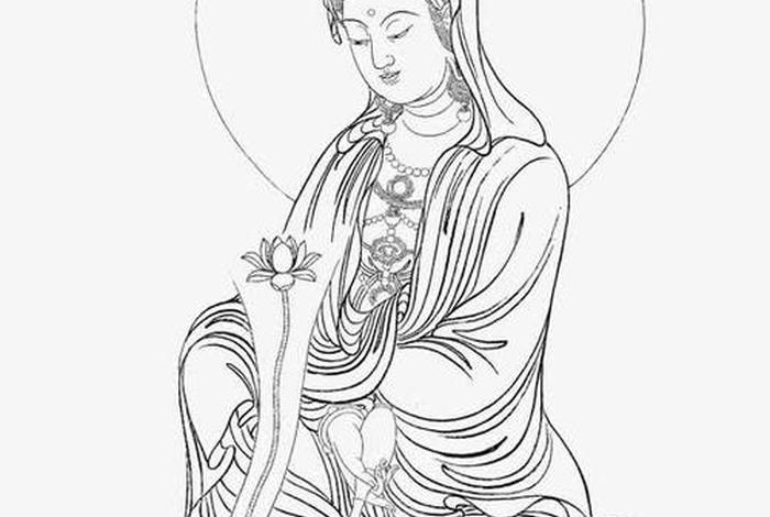 佛教白描线稿，佛像白描