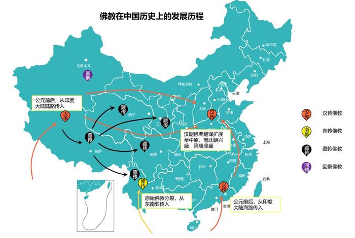 一张图看懂佛教地图，佛教图纸