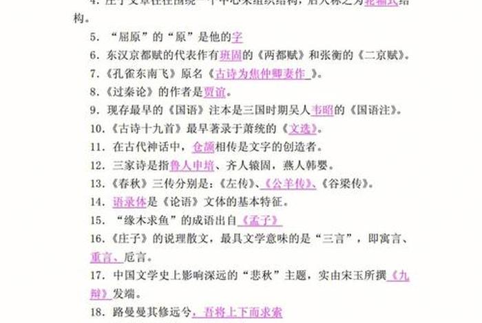 两汉文学知识点总结 两汉文学知识点总结大全