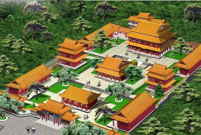 佛教寺庙设计图效果图；佛教寺院示意图