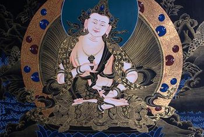 藏传佛教黑脸的金刚 - 黑金刚菩萨唐卡