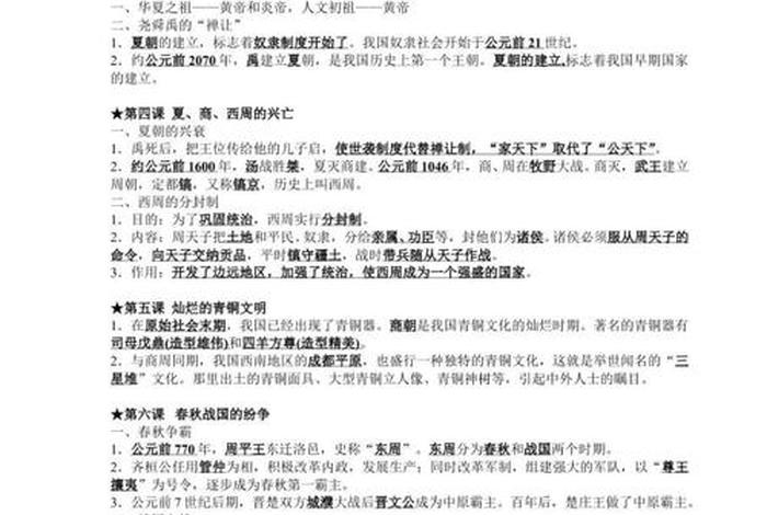 初中历史讲解从古至今 历史从初一到初三的所有知识点
