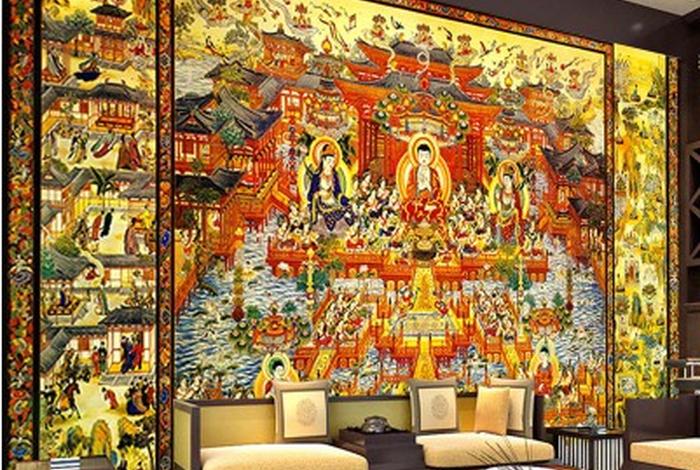 佛教文化墙彩绘图片、佛教文化墙彩绘图片高清