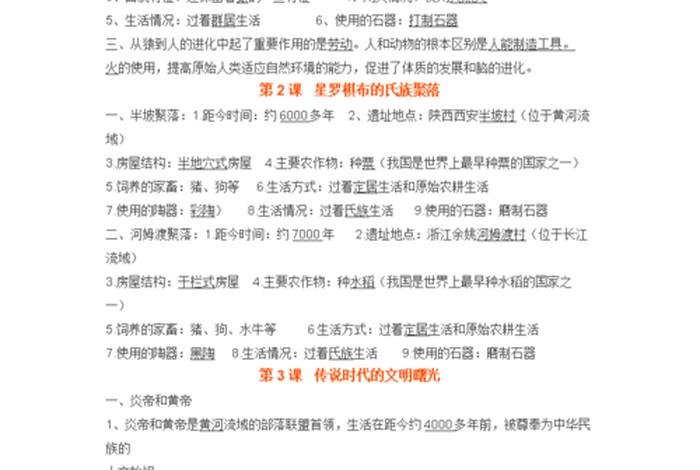 初一历史知识点总结归纳(完整版)；初一历史知识整理