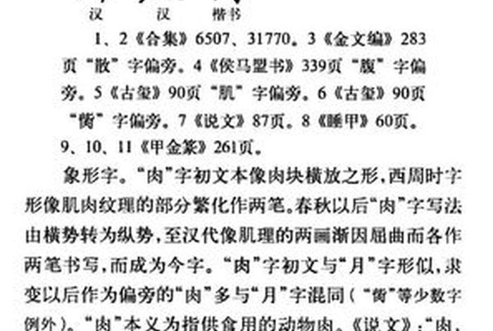 肉字叫什么、肉字的由来是什么意思
