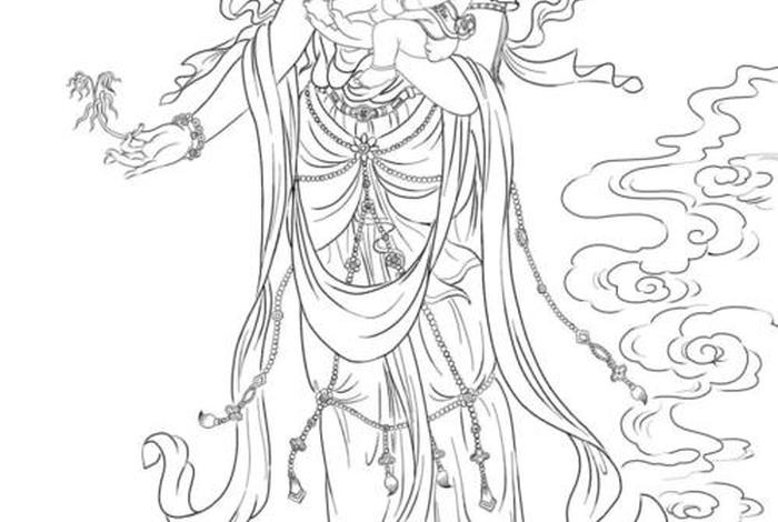 佛教白描绘画全图（佛像白描画）