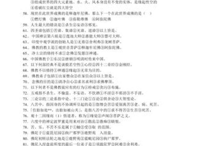 佛学测试题、佛学试卷