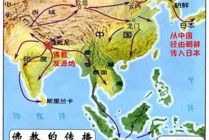 佛教传播路线示意图；佛教传播路线示意图高清