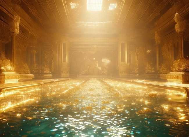 黄金铺地 - 七宝池八功德水黄金铺地