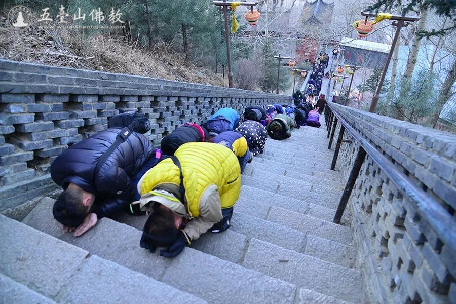 「五台山」五台山文殊洞举办第七届新年祈福朝圣行 三步一拜小朝台