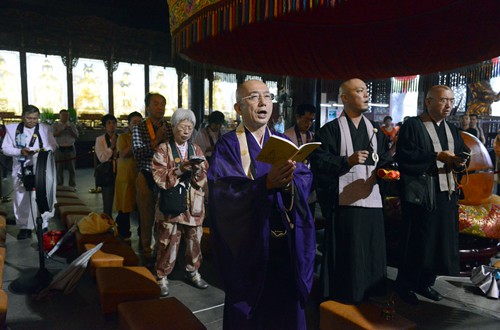 「普陀山」浙江普陀山道慈会长接待日本中国观音灵场会米田会长一行
