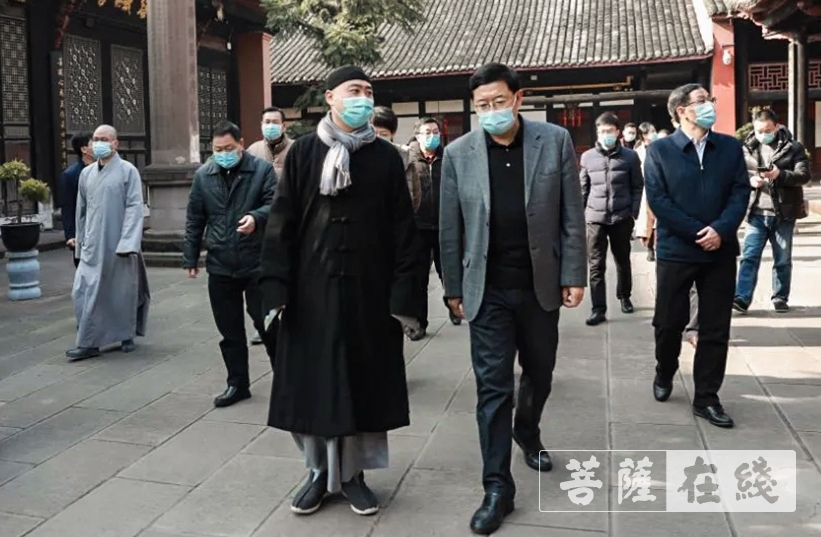 「文殊院」四川省副省长尧斯丹一行走访成都文殊院