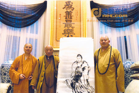 「佛教」江苏南京毗卢寺方丈传义法师水墨画加拿大震撼展出