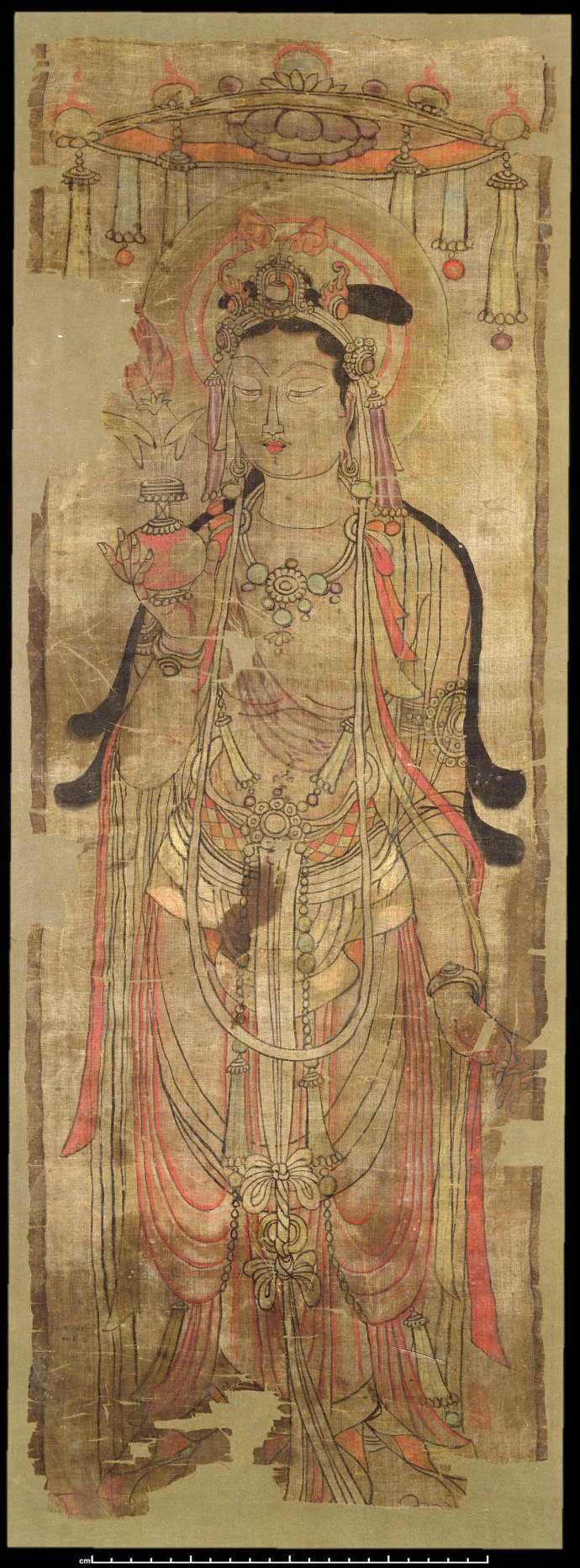 「大势至菩萨」恭祝大势至菩萨圣诞 唐代遗画 大势至菩萨立像 赏析