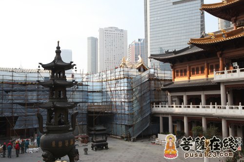 上海静安寺古剎山门重建 今举行吊龙正吻仪式