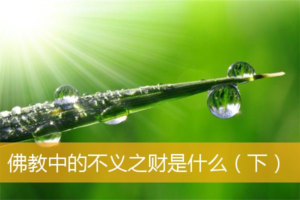 「佛教」佛教中的不义之财是什么（下）