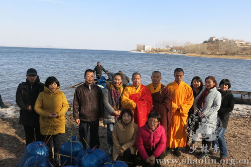 「佛教」天津盘山北少林寺举行诵经放生法会