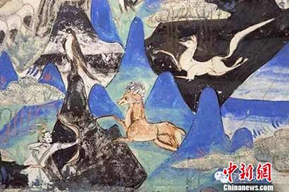 「敦煌壁画」敦煌壁画发现古运动会 举重、游泳媲美奥运