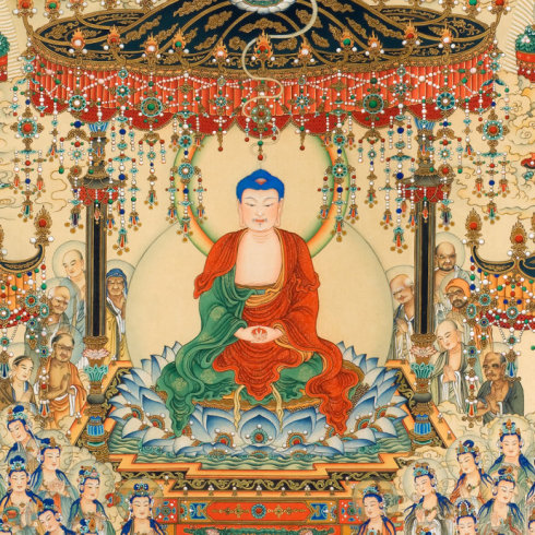「佛教」佛从西方来，我看见佛身如黄金色，唤我速去！