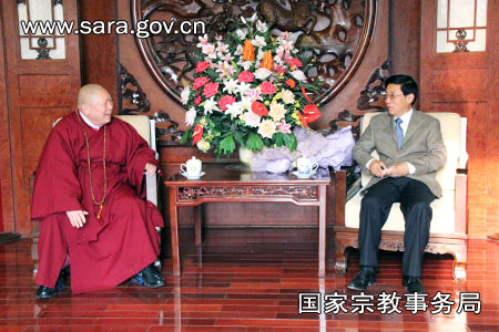 「佛教」蒋坚永副局长会见世界佛教青年僧伽会会长智及维摩诘一行