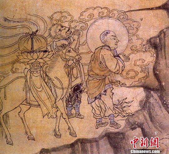 「玄奘」敦煌壁画现中国最早玄奘取经图
