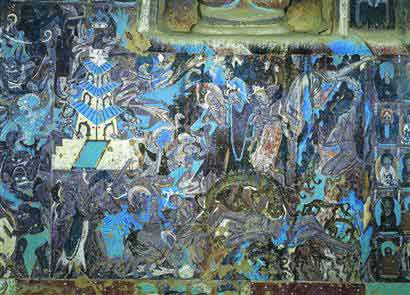 「壁画」敦煌壁画贴合历史：记录唐太宗逝世朝贡者悲痛场景