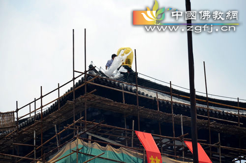 「佛教」江苏张家港东渡寺钟鼓楼上梁圆顶法会圆满