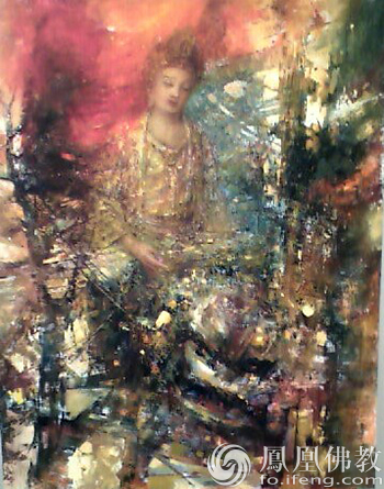 「嵩山」河南嵩山大法王寺书画艺术展举行 佛像油画别具一格