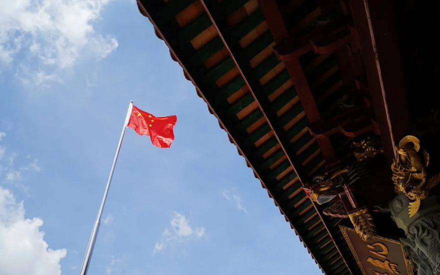 「升旗仪式」潮州开元镇国禅寺开放首日举行升国旗仪式