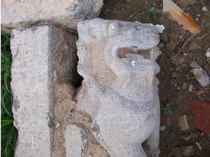 「佛教」河北邢台白雀庵出土一尊古代石狮（图）