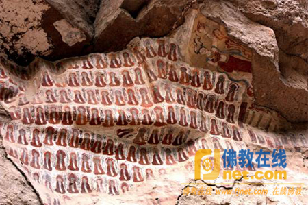 「佛教」组图：青海发现唃厮啰时期岩窟壁画 莲花惊艳