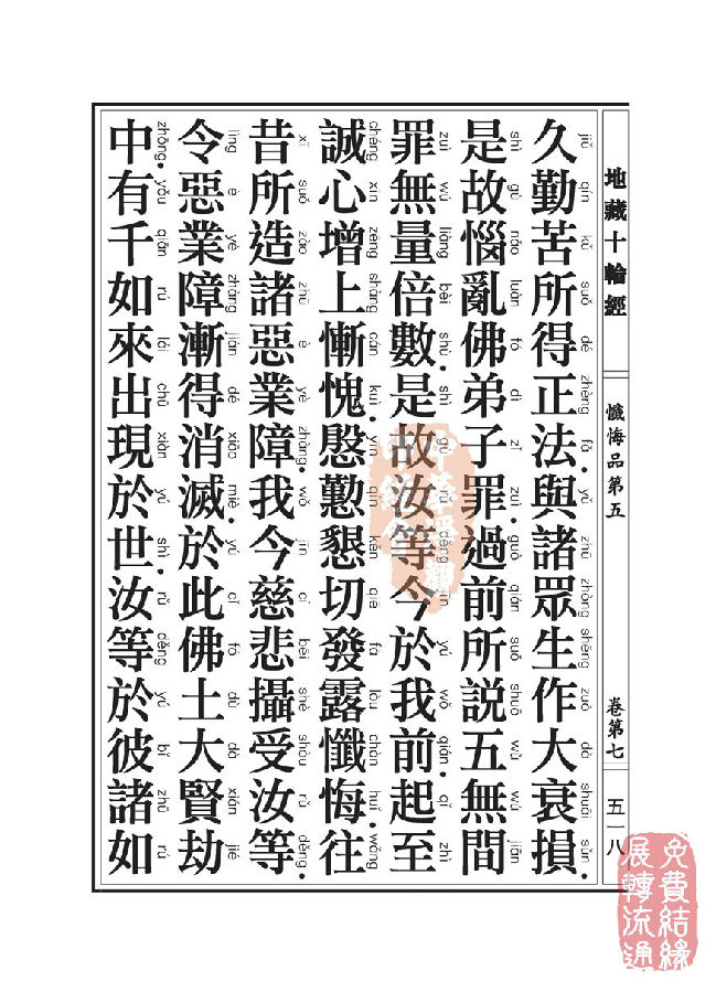 地藏十轮经:忏悔品第五 地藏十轮经:忏悔品第五