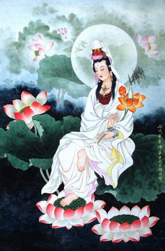 观音菩萨手持莲花