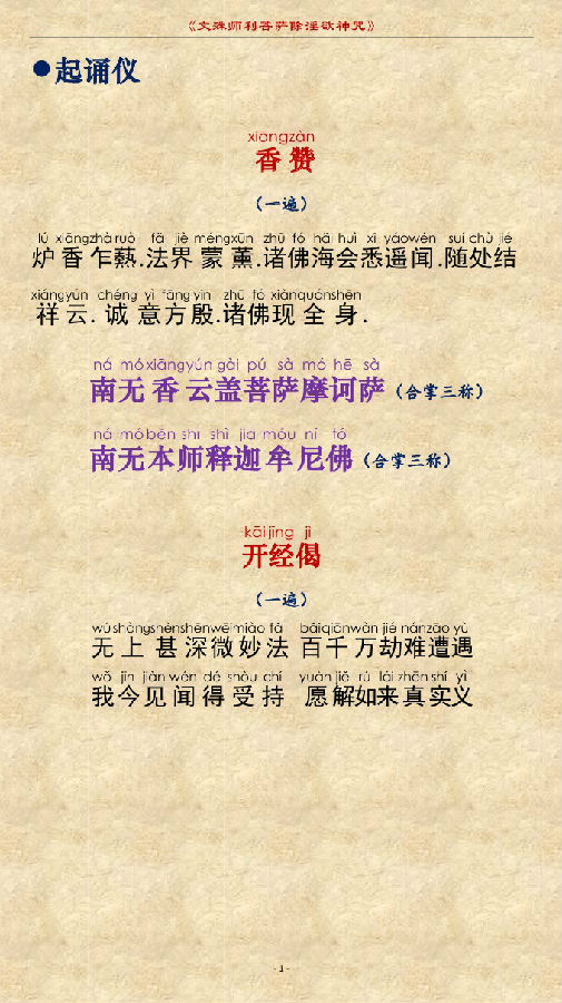 文殊师利菩萨除YIN欲神咒　注音读诵版