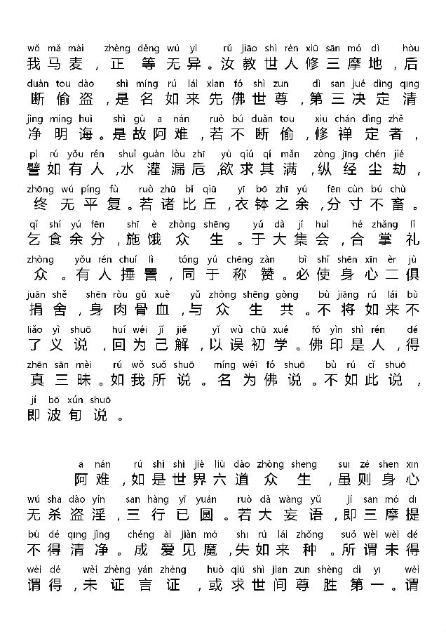 「佛学」《大佛顶首楞严经四种决定清净明诲》全文注音