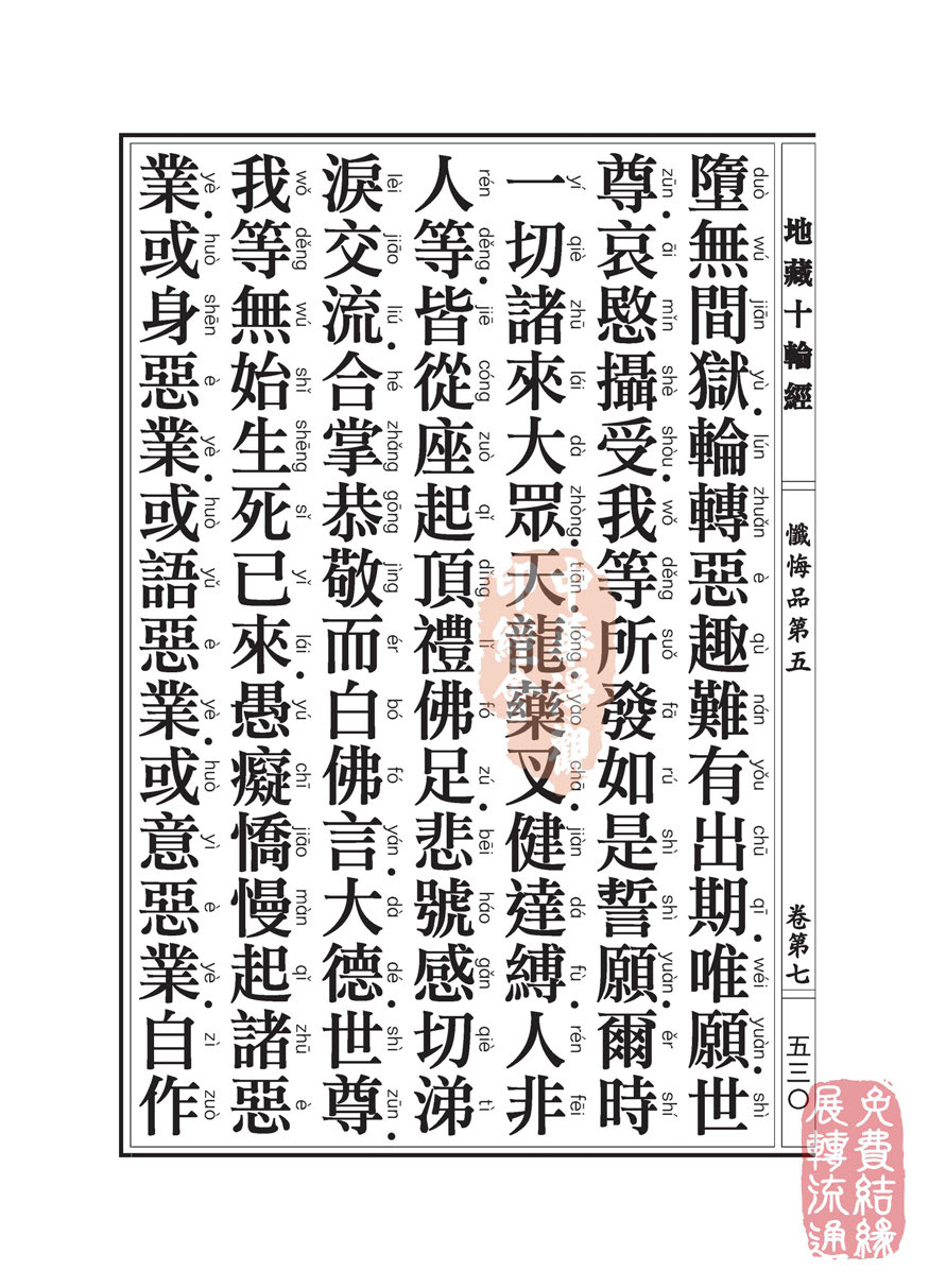 地藏十轮经:忏悔品第五 地藏十轮经:忏悔品第五