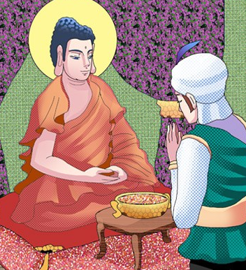 「释迦牟尼」以至诚心供佛，获大利益果报